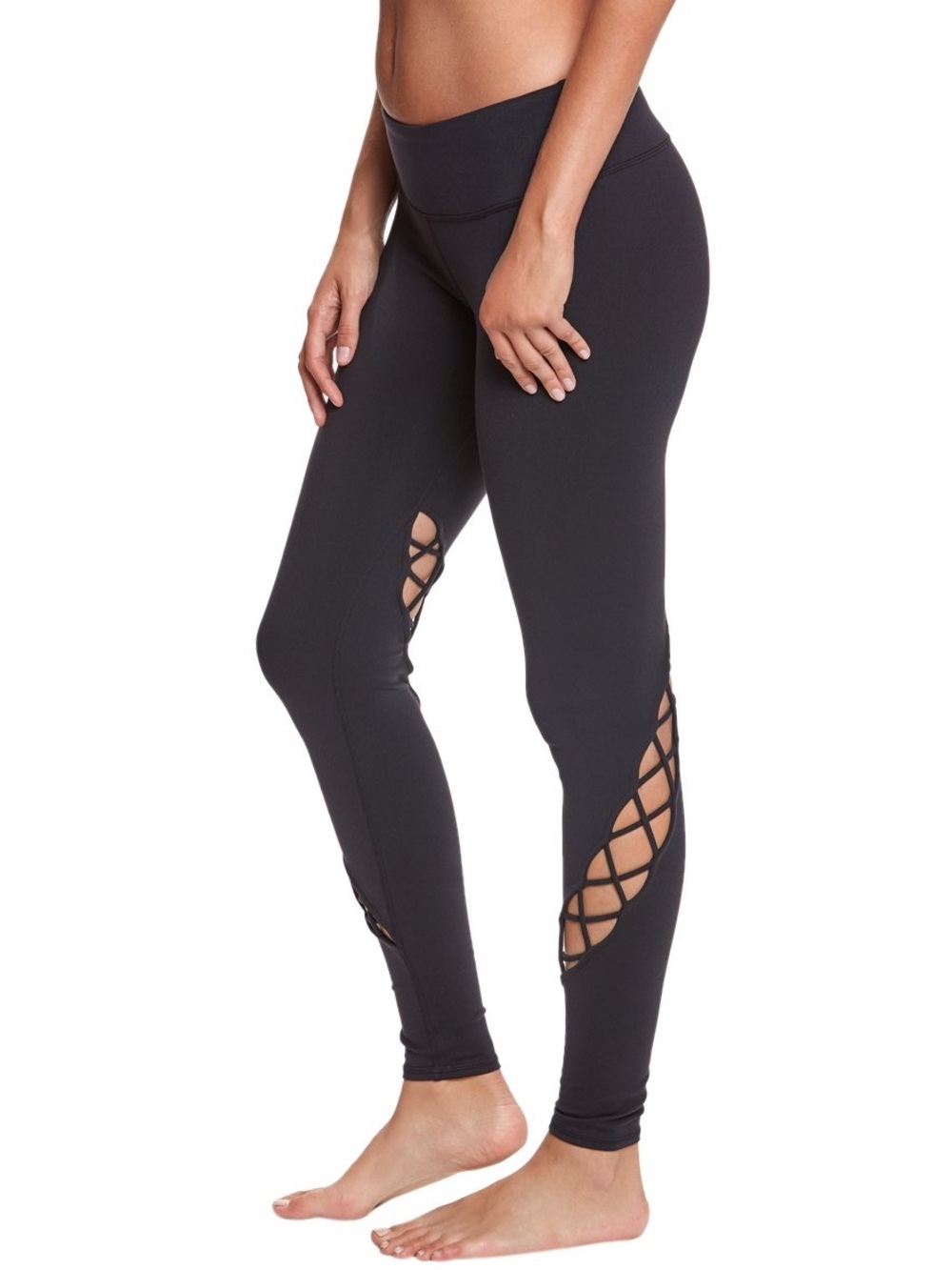 ALO Yoga Black Lattice Cutout High-Waist Leggings Size S